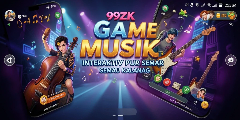 Tampilan gameplay 99ZK dengan fitur karaoke dan permainan musik yang interaktif.