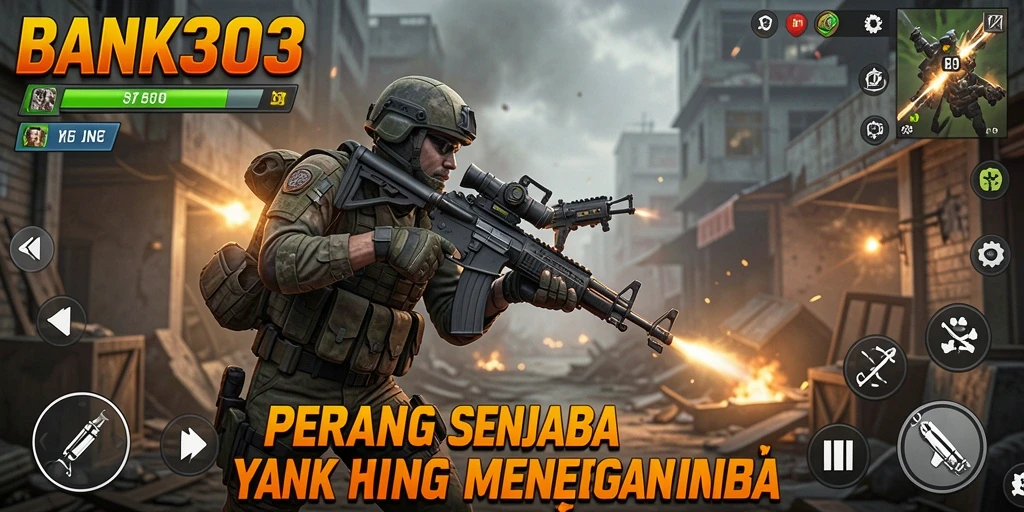 Screenshot yang menampilkan intensitas pertempuran dalamBANK303.