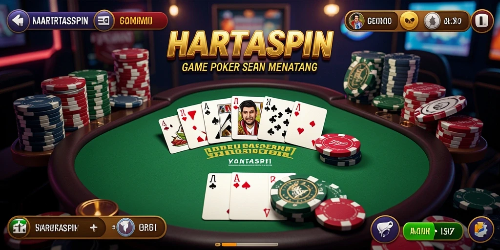 Tampilan menarik gameplay Poker di HARTASPIN.