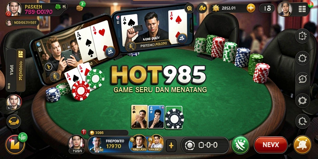 Tampilan menarik dari gameplay Poker di HOT985 dengan teman-teman.