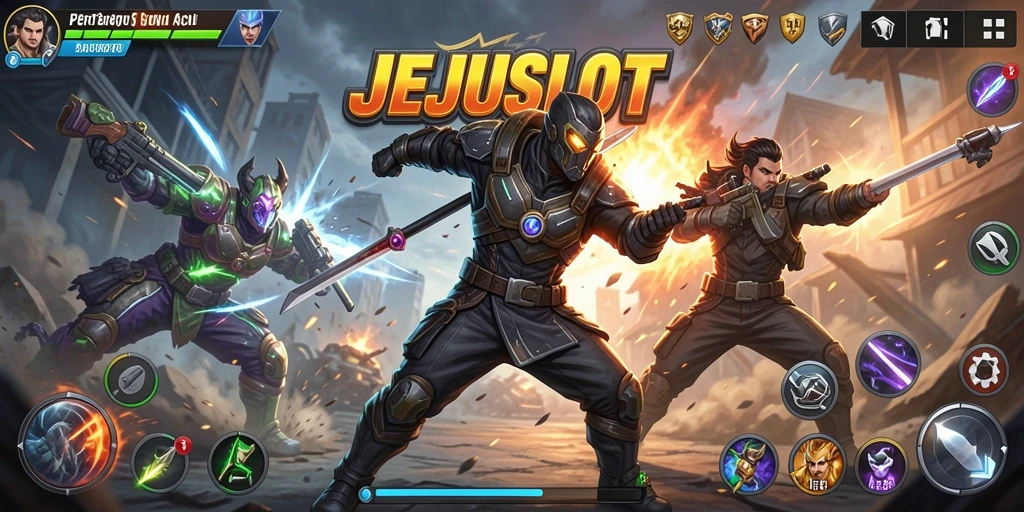 Tampilan gameplay menegangkan dalam JEJUSLOT dengan aksi seru.