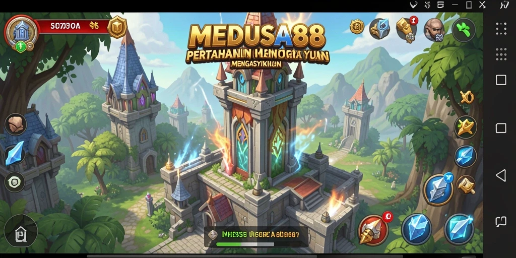 Tampilan gameplay yang menarik dari MEDUSA88 Tower Defense.