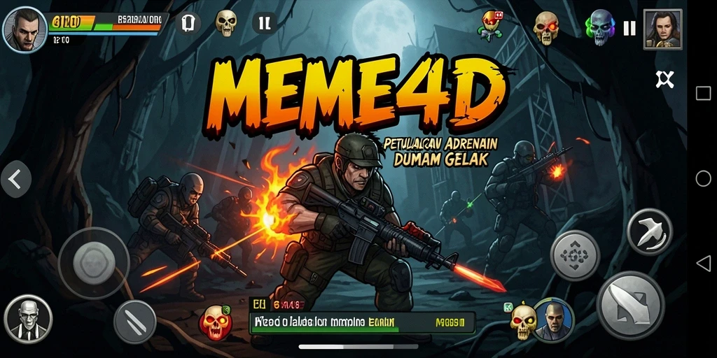 Tampilan menyeramkan dalam gameplay <strong>MEME4D</strong> yang membuat jantung berdegup kencang.