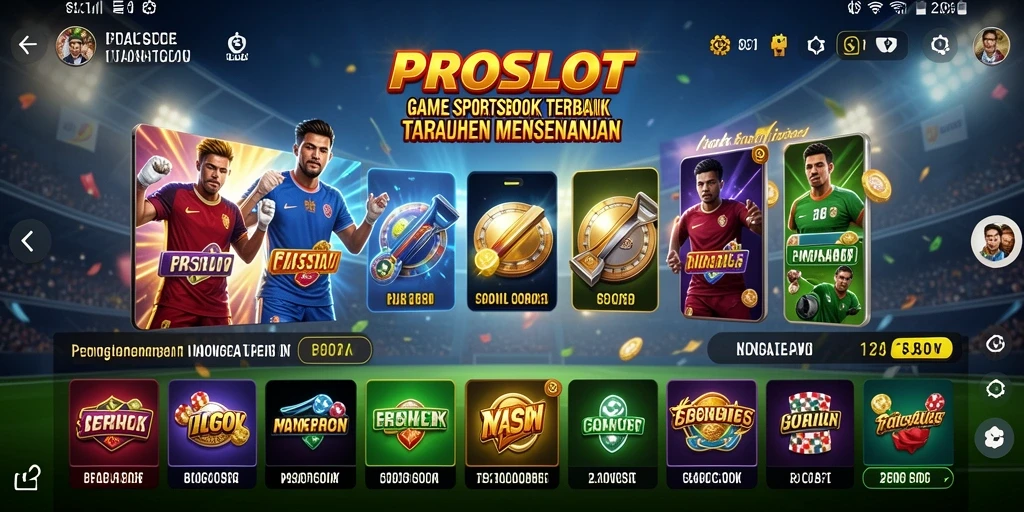 Screenshot menampilkan tampilan antarmuka PROSLOT dalam permainan Sportsbook.