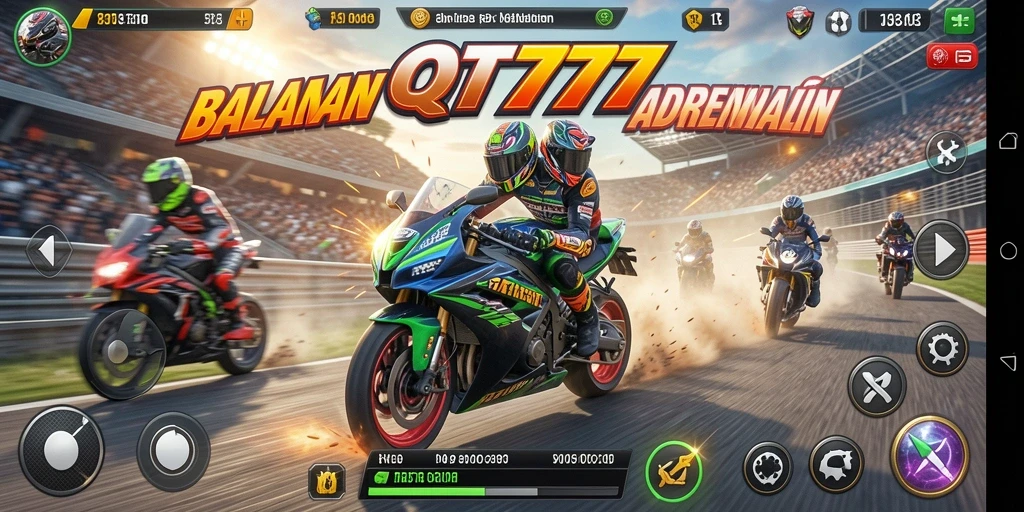 Gameplay menarik dari QT777 menampilkan suasana balapan motor yang mendebarkan.