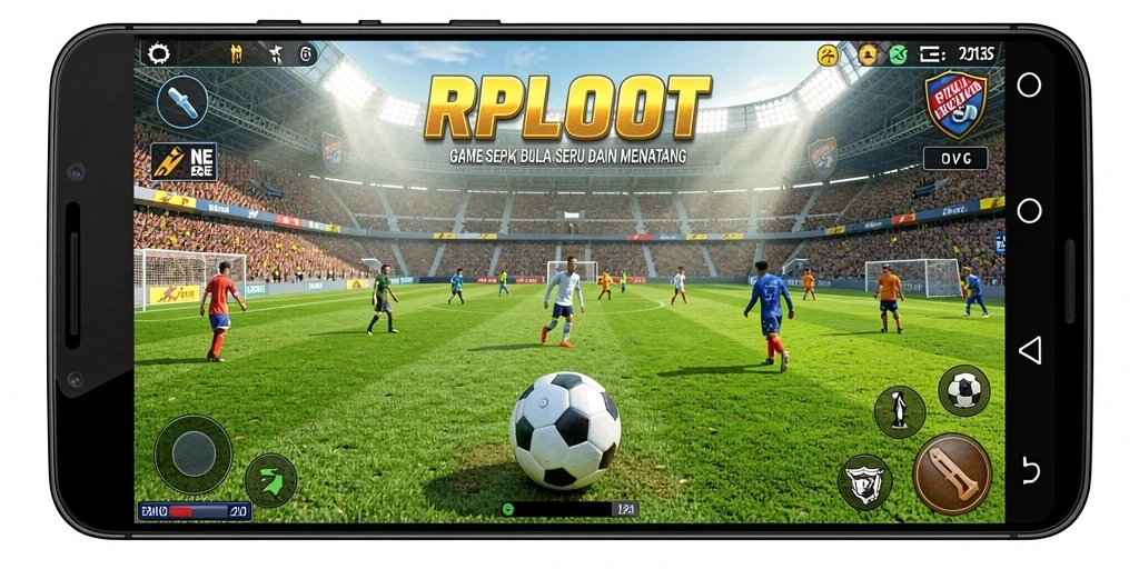 Tampilan seru gameplay RPLOOT dengan aksi sepak bola yang mendebarkan.
