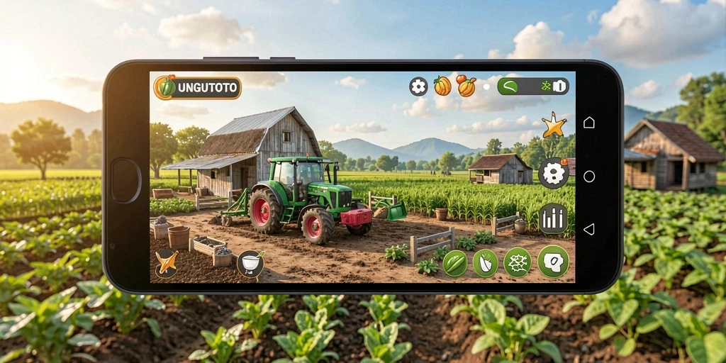 Tampilan gameplay menarik dari UNGUTOTO dengan pengalaman bertani yang menyenangkan.