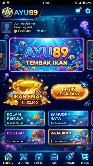 Tampilan utama aplikasi ayu89 dengan berbagai pilihan aplikasi.